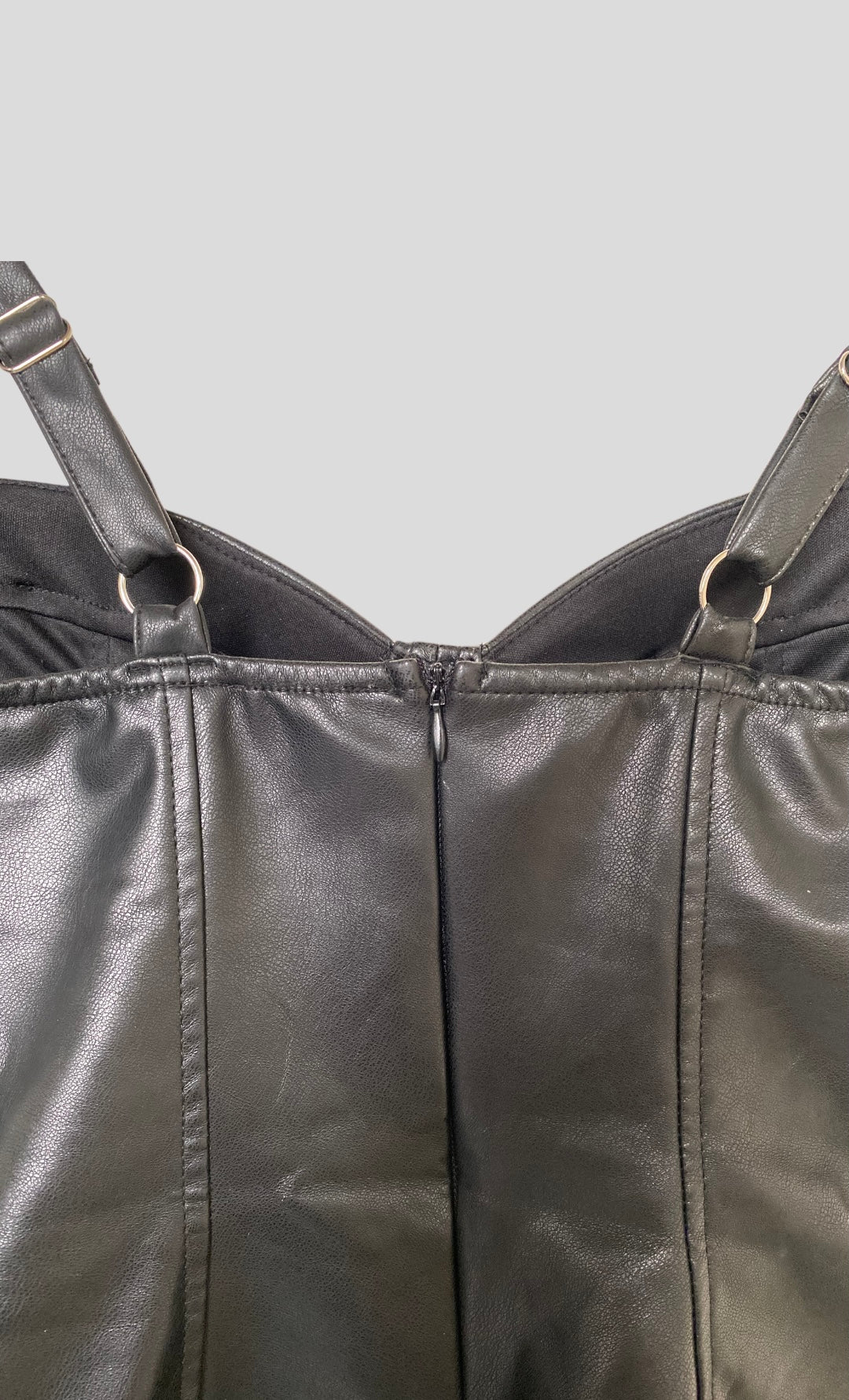 NOIR LEATHER BUSTIER BODYSUIT