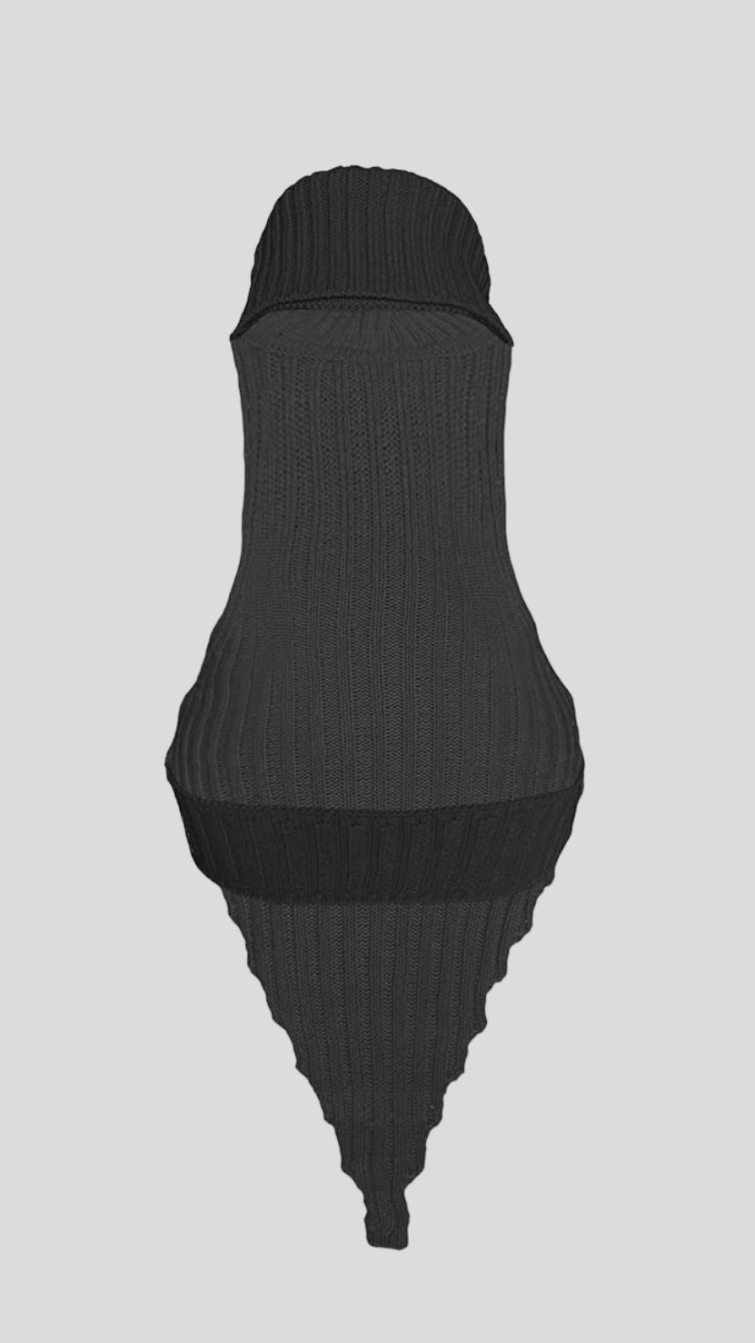 NOIR RIBBED KNIT HALTER