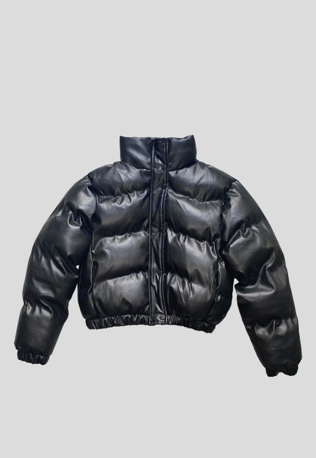 NOIR LEATHER PUFFER JACKET